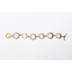 Saki 925 Sterling Silver Circle Link Bracelet artsy art to wear artisan